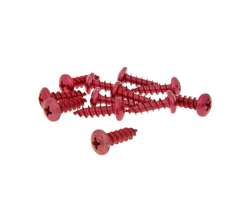 apsauginiai varžtai anoduotas aliuminis raudonas - komplektas 12 vnt - M6x20