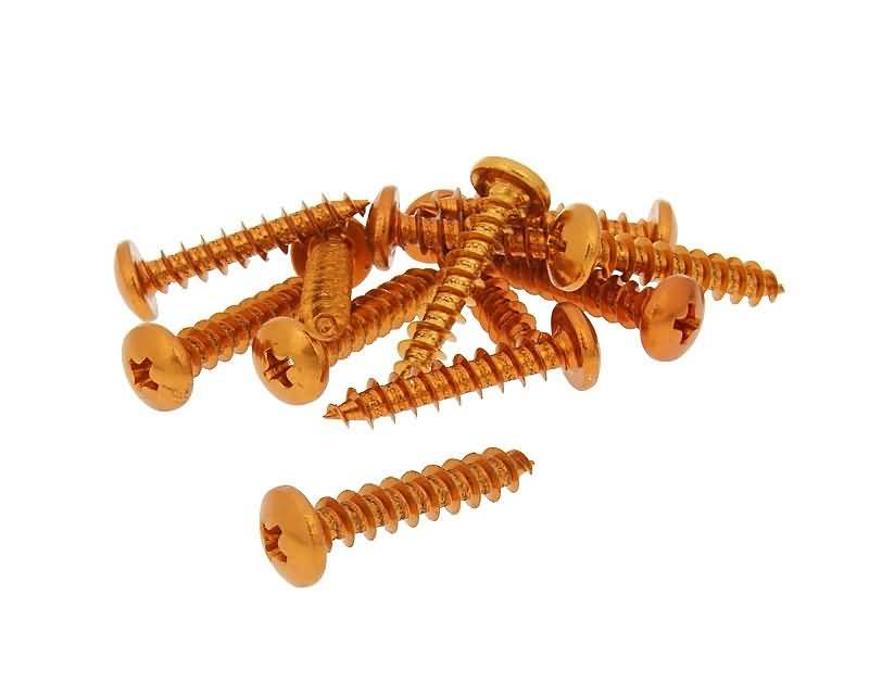 apmušimo varžtai anoduoto aliuminio oranžinė - komplektas 12 vnt - M6x30