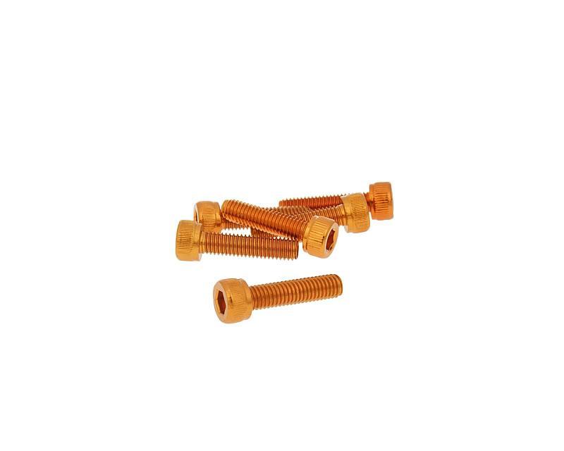 Šešiakampių varžtų komplektas - anoduotas aliuminis oranžinis - 6 vnt - M5x20 - stilius