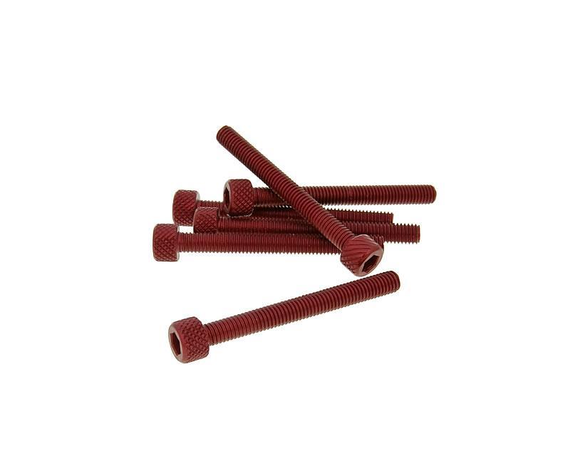 Šešiakampių varžtų komplektas - anoduotas aliuminis raudonas - 6 vnt - M5x45 - stilius