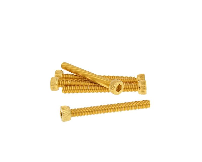 Šešiakampių varžtų komplektas - anoduotas aliuminis auksas - 6 vnt - M5x45 - stilius