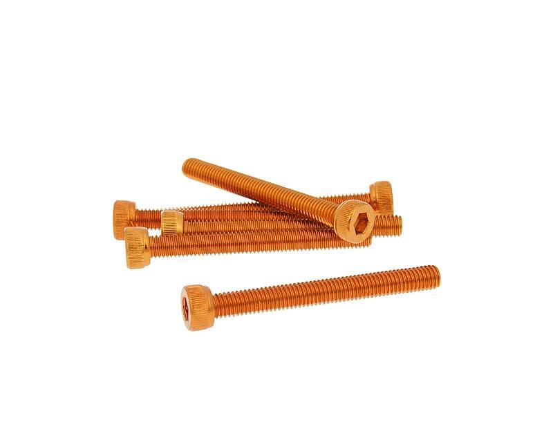 Šešiakampių varžtų komplektas - anoduotas aliuminis oranžinis - 6 vnt - M5x45 - stilius