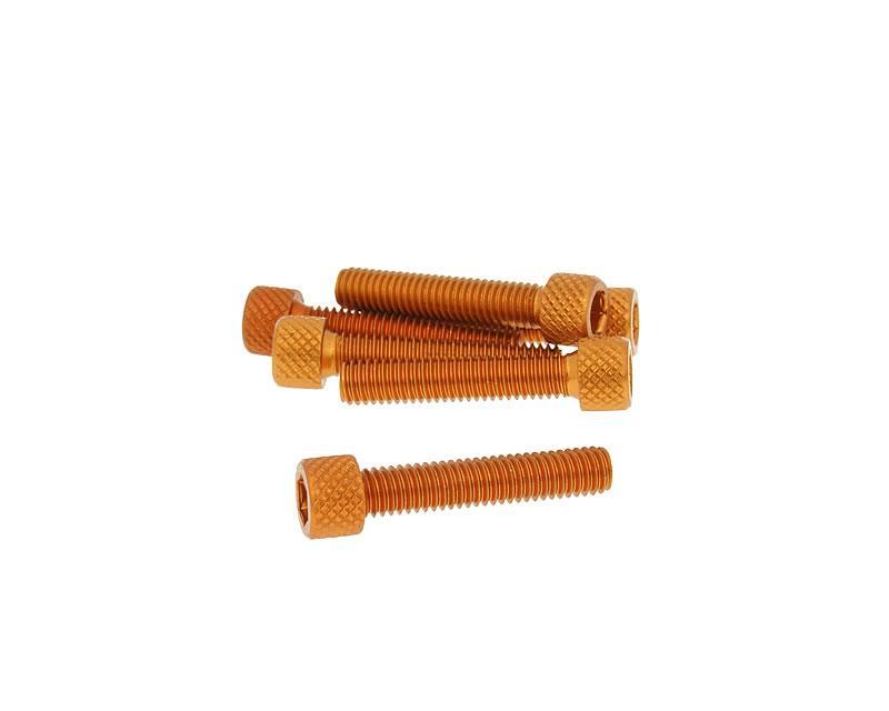 Šešiakampių varžtų komplektas - anoduotas aliuminis oranžinis - 6 vnt - M6x30 - stilius