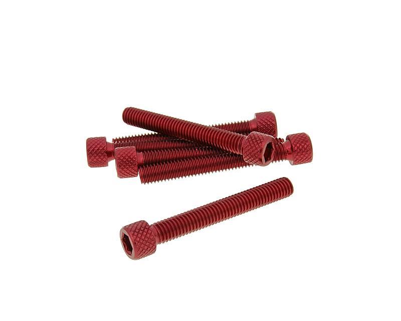 Šešiakampių varžtų komplektas - anoduotas aliuminis raudonas - 6 vnt - M6x45 - stilius