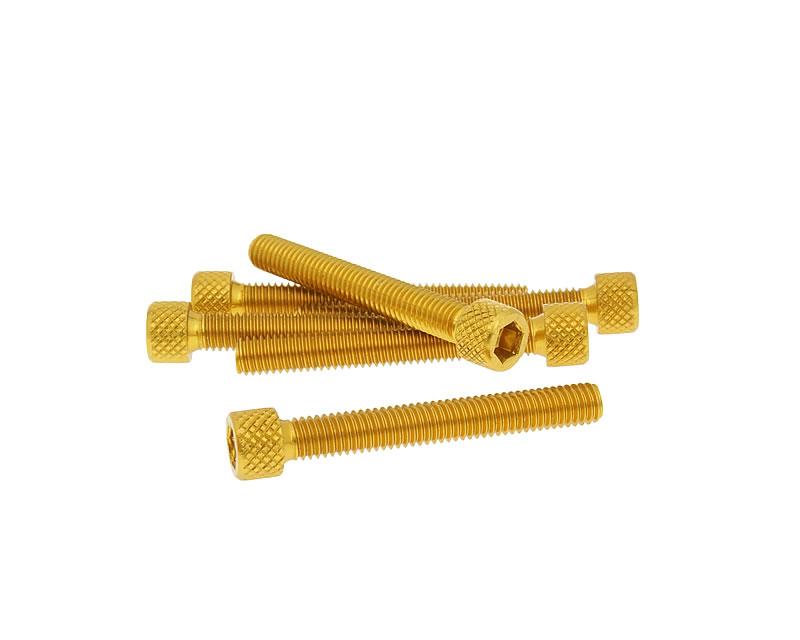 Šešiakampių varžtų komplektas - anoduotas aliuminis auksas - 6 vnt - M6x45 - stilius