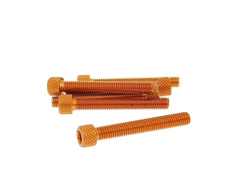 Šešiakampių varžtų komplektas - anoduotas aliuminis oranžinis - 6 vnt - M6x45 - stilius