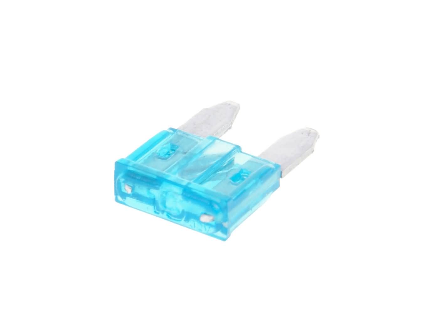 mini saugiklis plokščias 11,1 mm 15A mėlynos spalvos