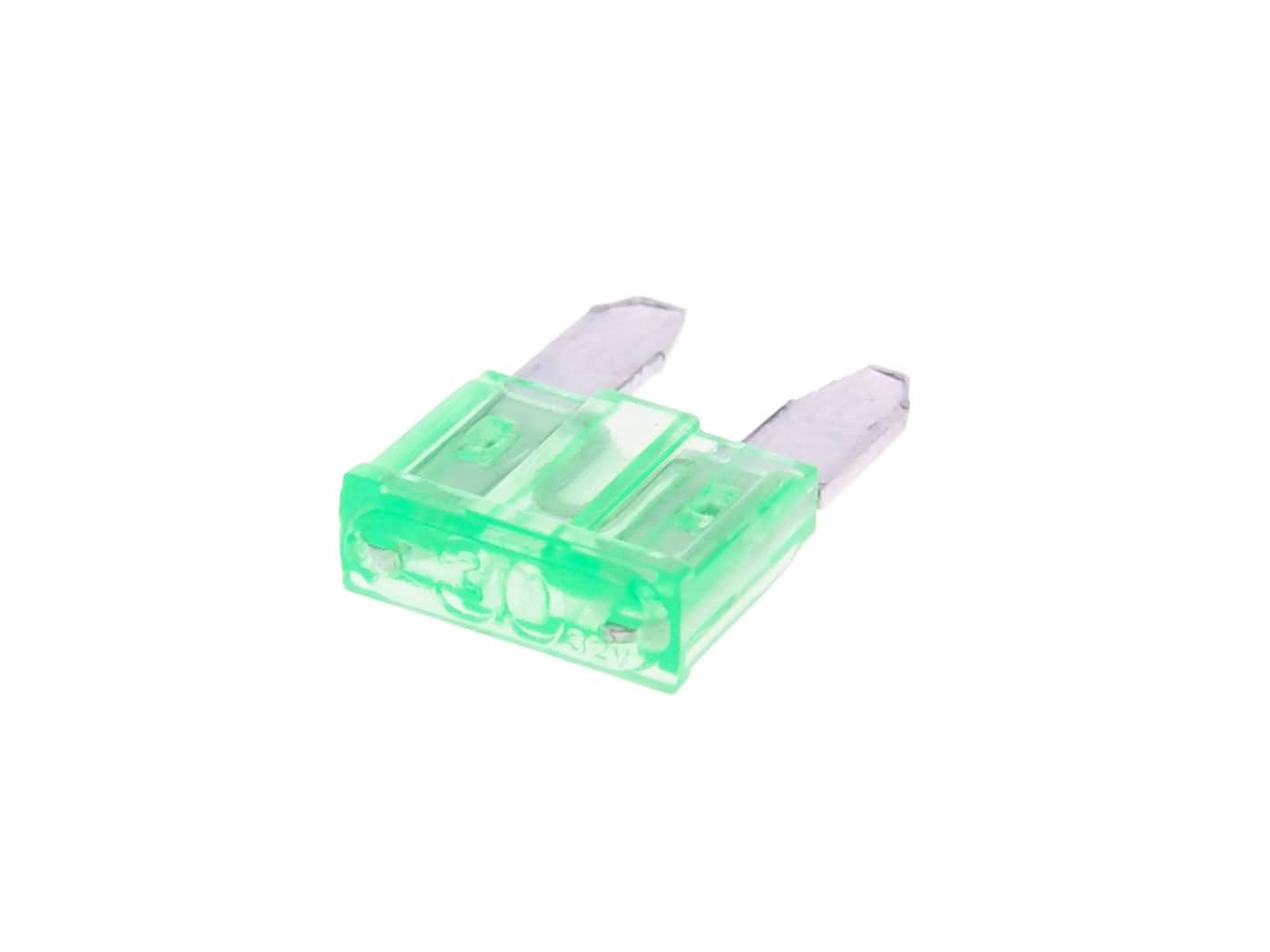 mini saugiklis plokščias 11,1 mm 30A žalios spalvos