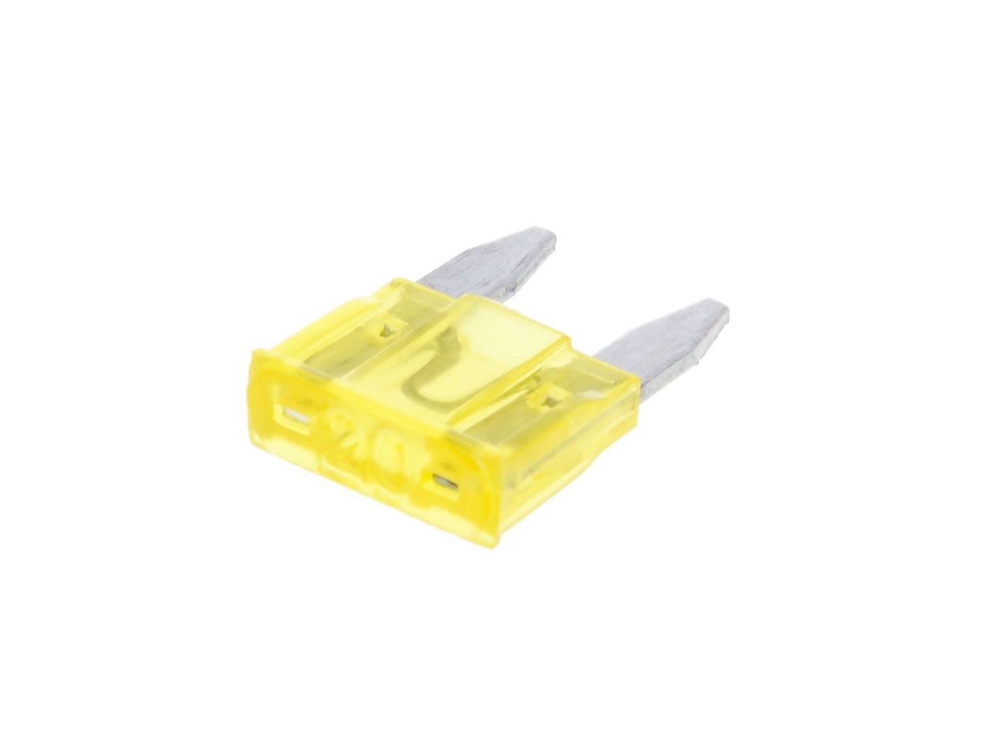 mini saugiklis plokščias 11,1 mm 20A geltonos spalvos