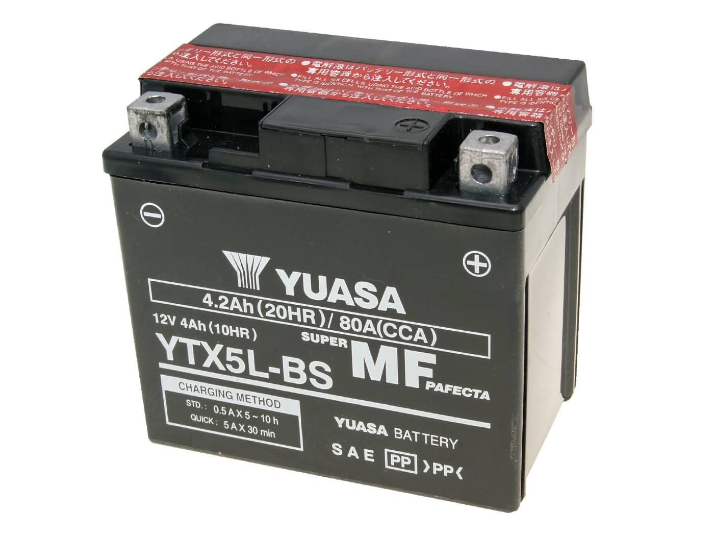 baterija Yuasa YTX5L-BS DRY MF nereikalauja priežiūros