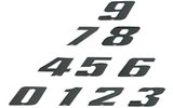 Lenktynių numerių lipdukas "3" juodas/chromas