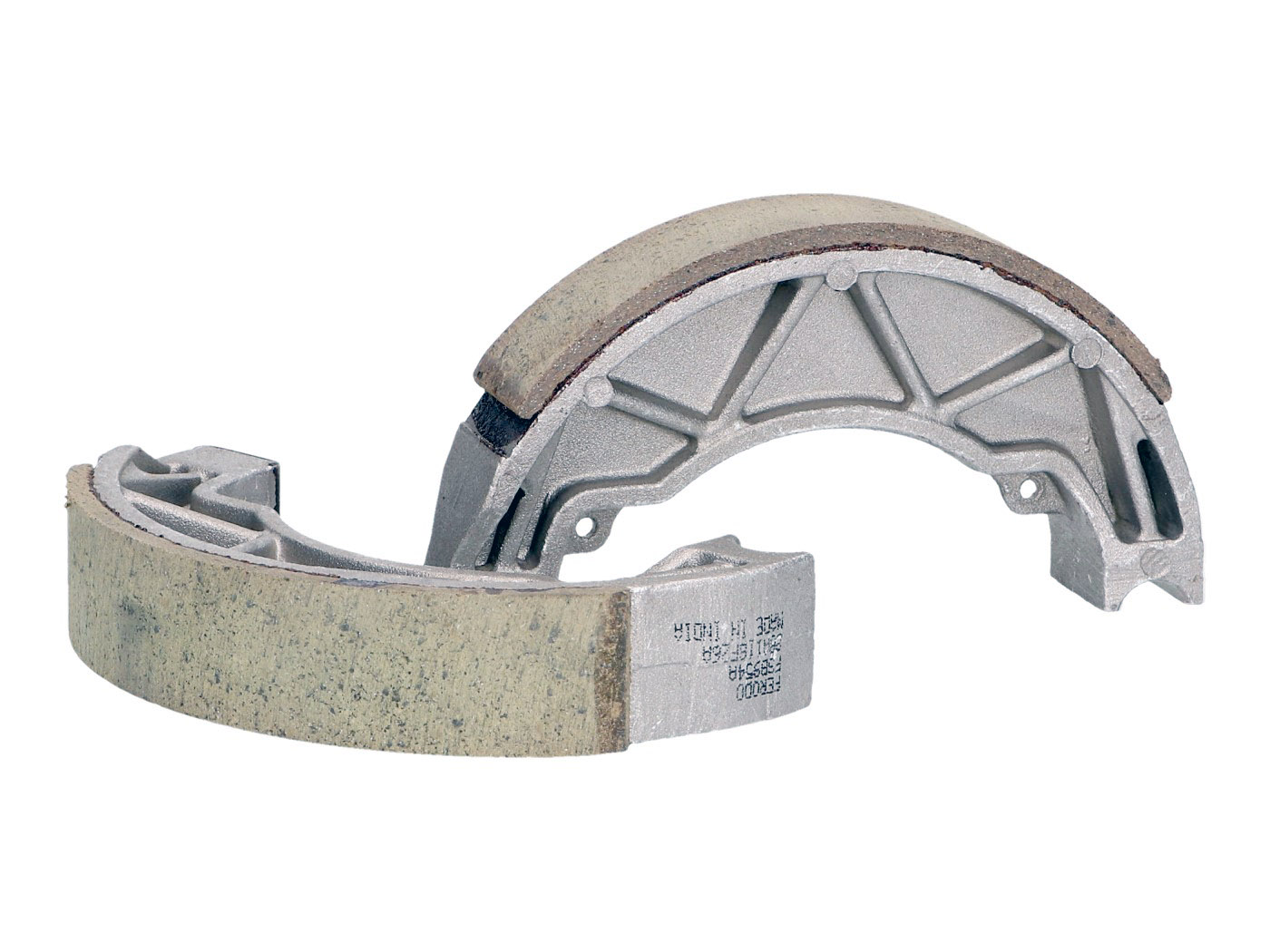Būgninių stabdžių kaladėlių komplektas RMS 140x25mm būgniniams stabdžiams, skirtiems Aprilia Scarabeo, Gilera Runner, Piaggio Liberty