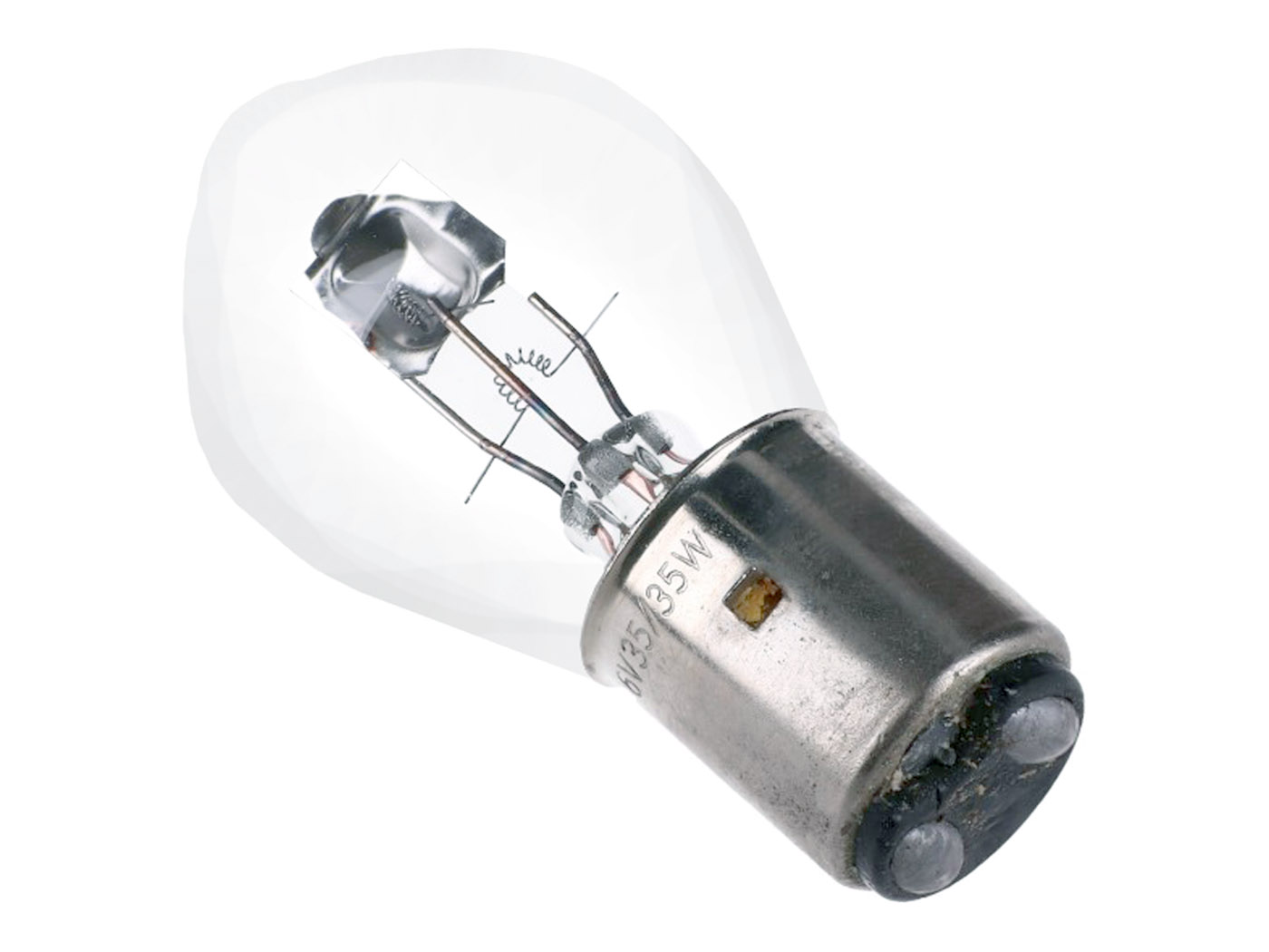 priekinio žibinto lemputė BA20d 6V 35/35W skaidri