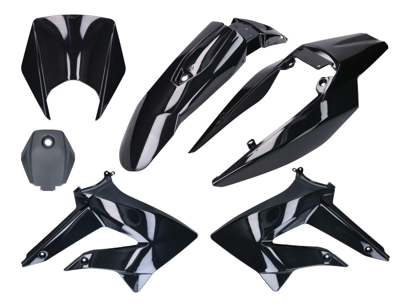 visiškai juodas plastikų komplektas, skirtas Derbi Senda 2011-, Gilera RCR, SMT 2011-