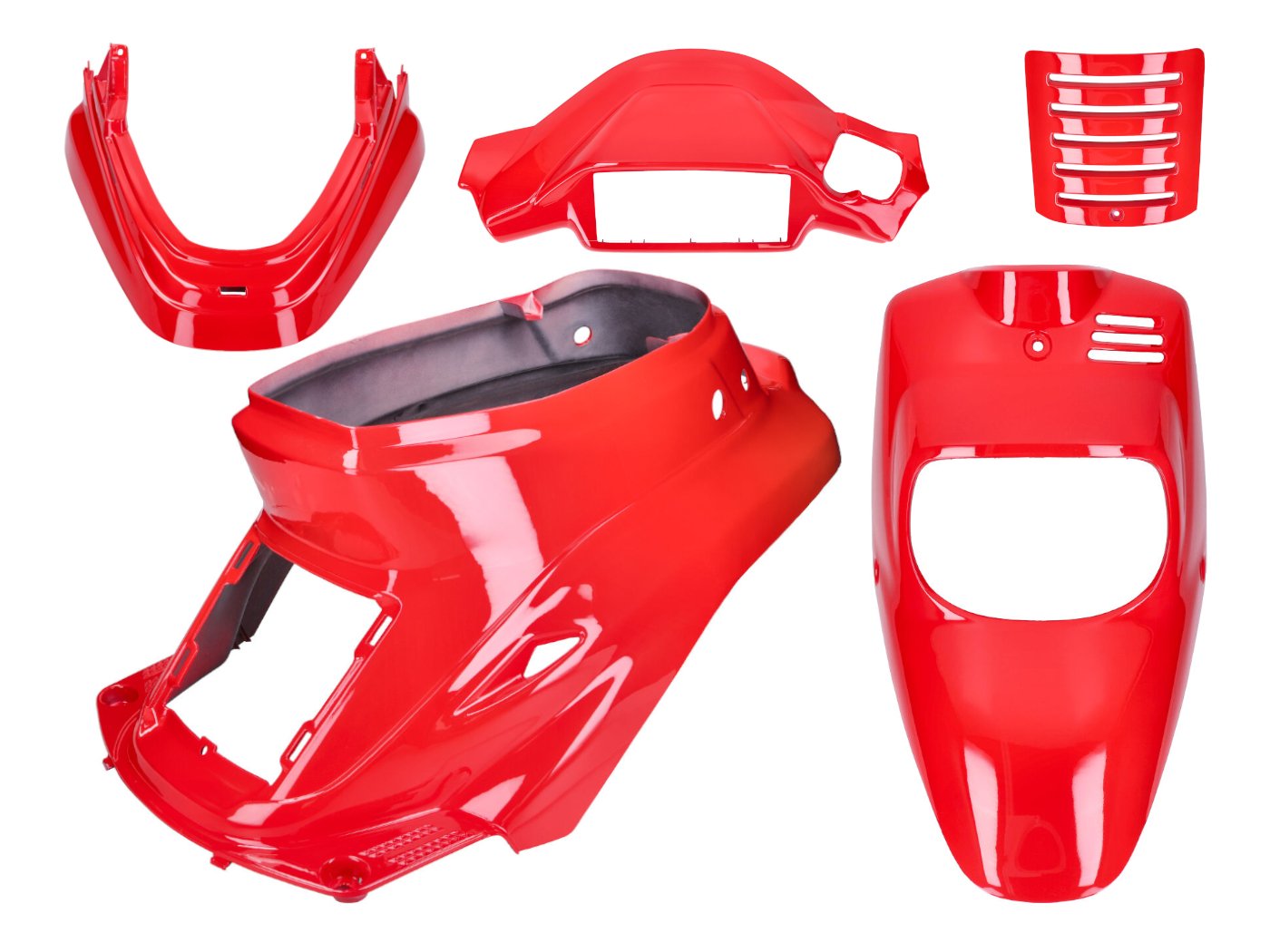 plastikų komplektas raudonas 5 dalių MBK Booster -2004, Yamaha BWS -2004