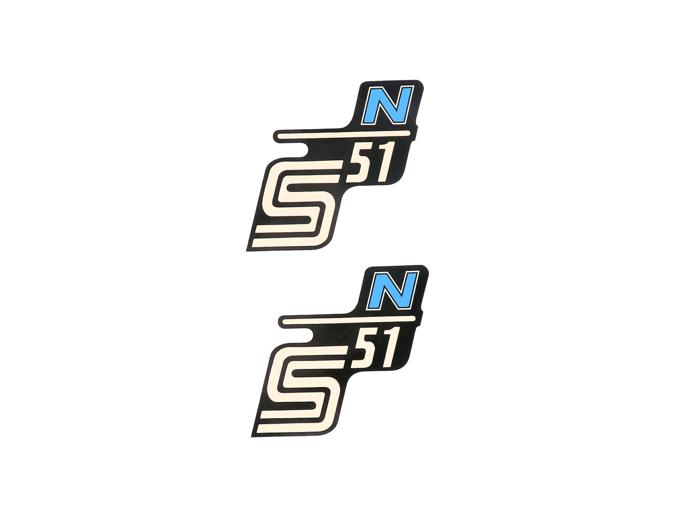 logotipo folija / lipdukas S51 N juoda-šviesiai mėlyna 2 vnt Simson S51N