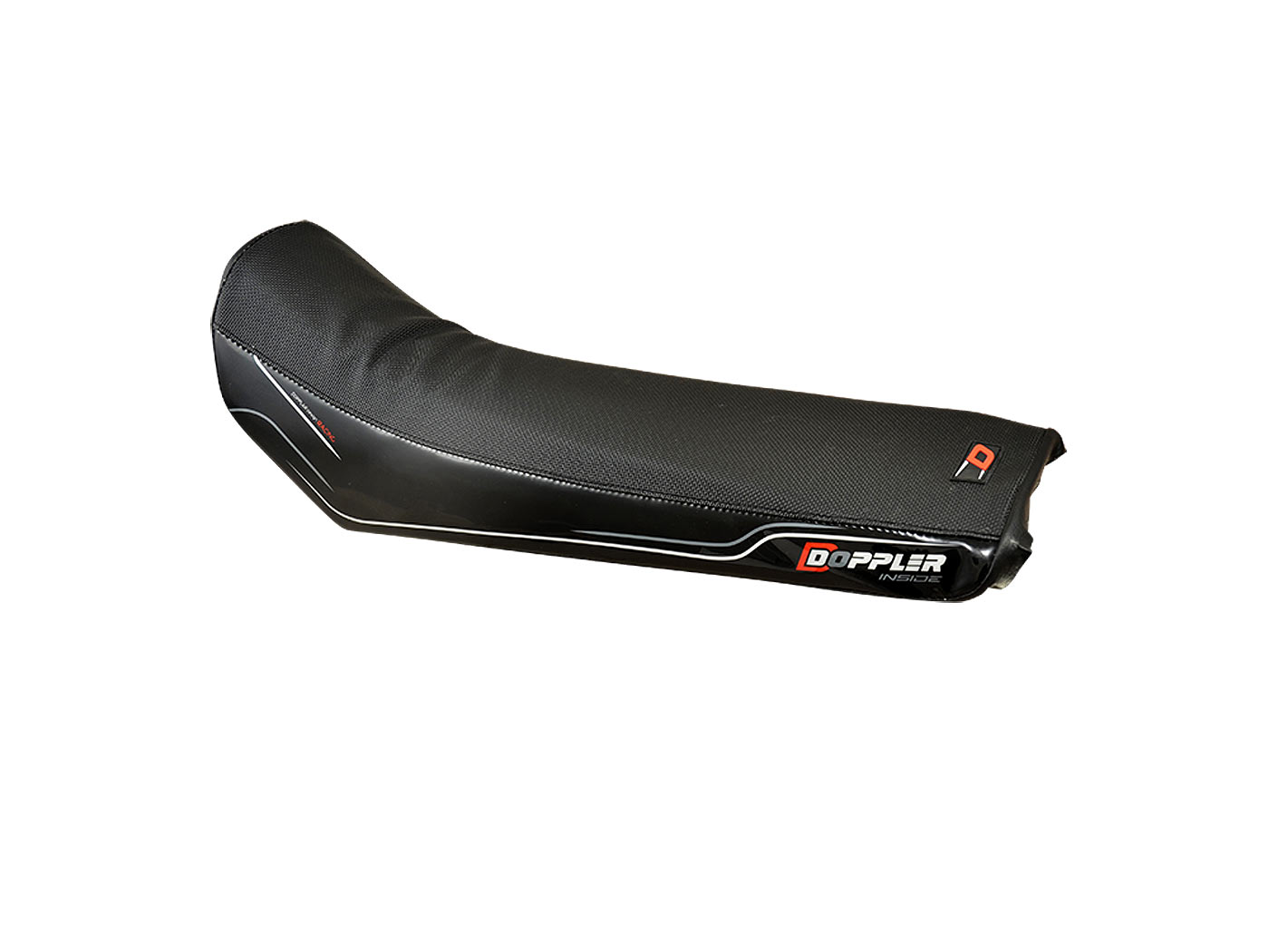 sėdynės užvalkalas Doppler juodas / raudonas, skirtas Derbi Senda DRD -2006, Senda X-Treme, X-Race -2009, Gilera RCR, SMT -2010