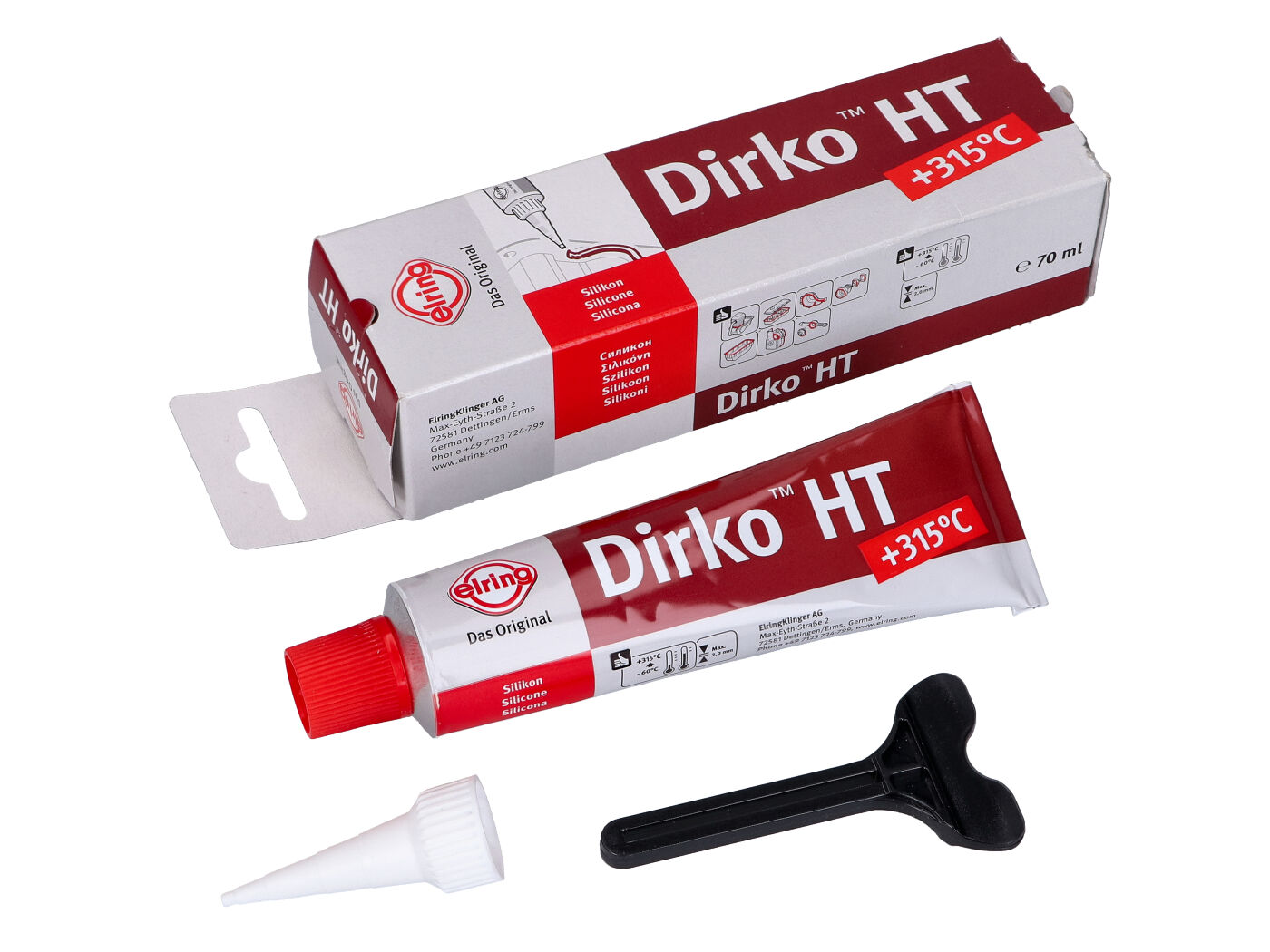 hermetikas Dirko HT silikoninis raudonas +315°C 70ml