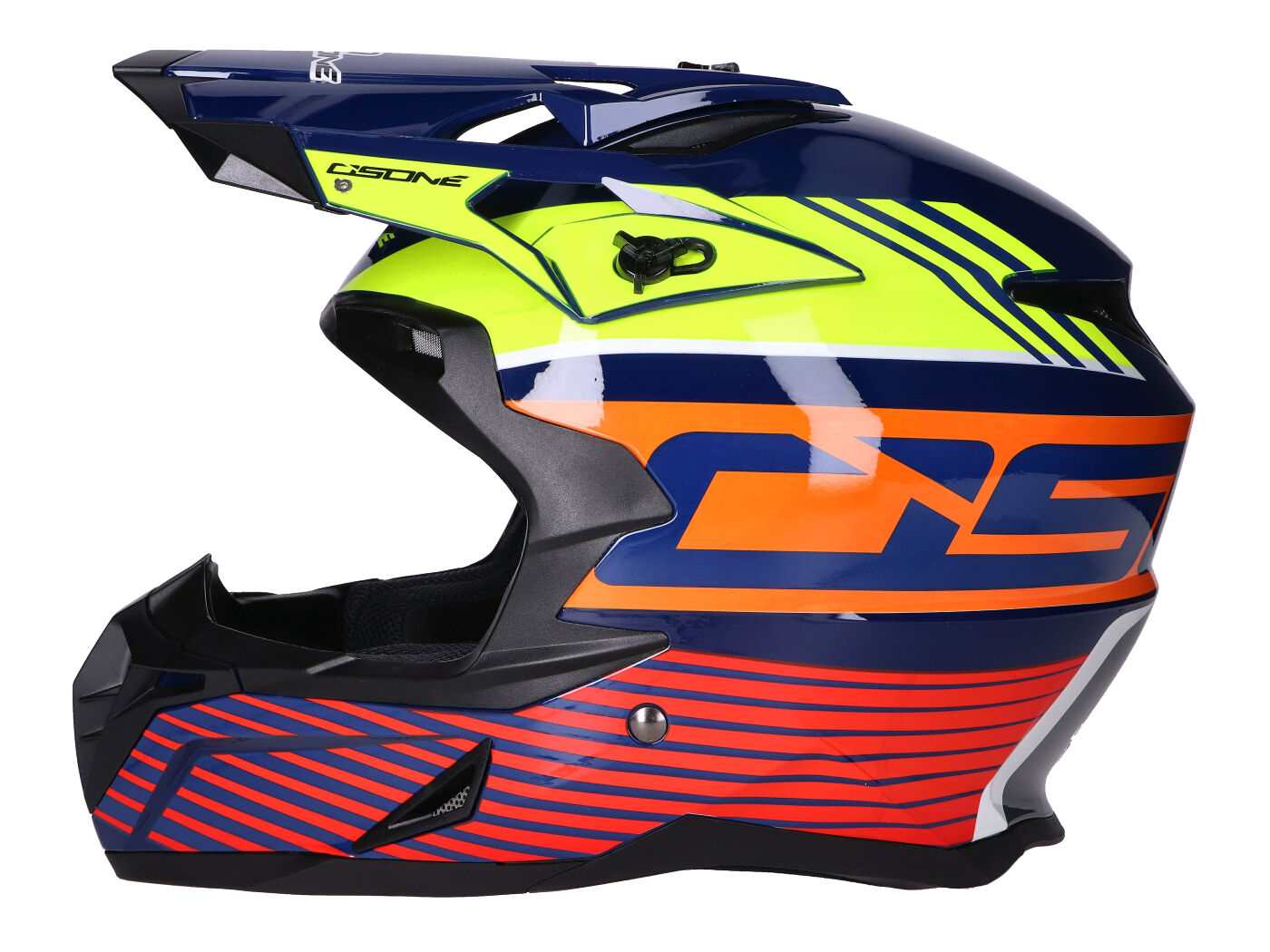 šalmas Motocross OSONE S820 mėlyna / geltona / oranžinė / raudona - dydis L (59-60)