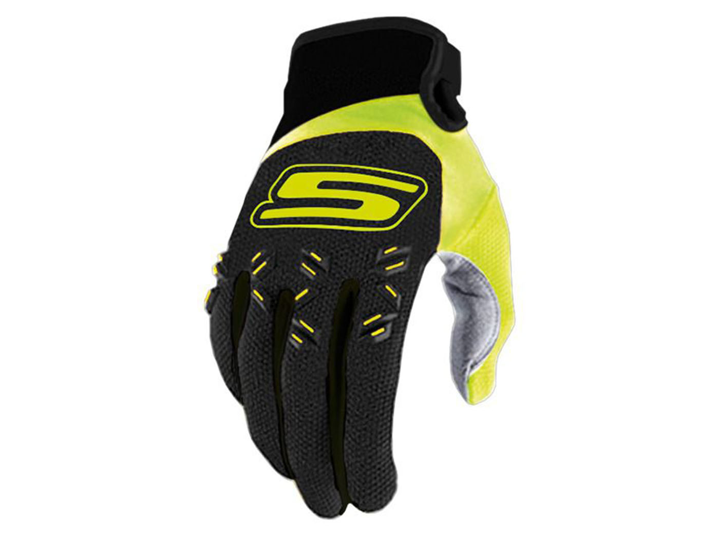 MX pirštinės S-Line homologuotos, juodos / fluo geltonos - S dydis