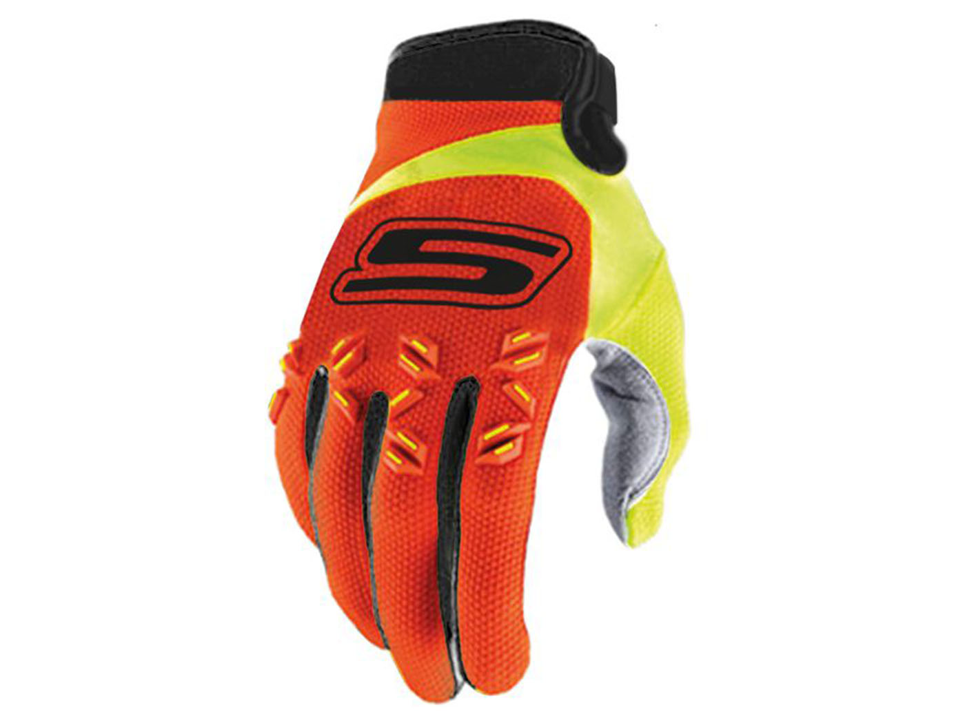 MX pirštinės S-Line homologuotos, oranžinės / fluo geltonos - S dydis