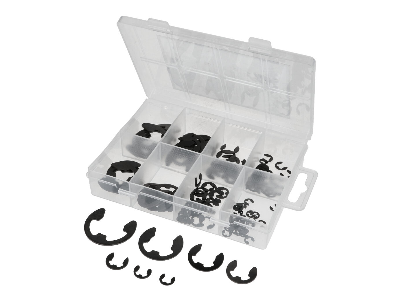 veleno žiedų / fiksavimo žiedų asortimentas DIN6799 3-19mm 135 vnt.