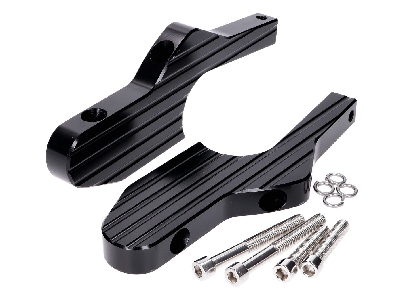 pillion kojelių adapterių komplektas aliuminio CNC matinė juoda, skirta Vespa GT, GTS, GTV