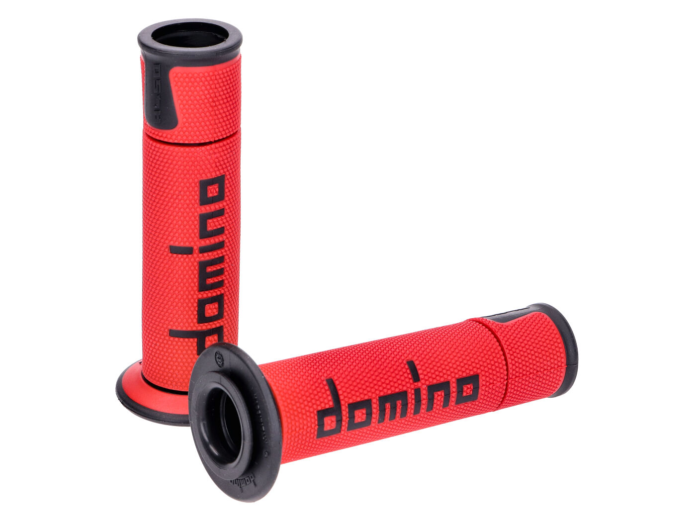 vairo Guminės rankenėlės Domino A450 on-road racing raudona/juoda su atvirais galais