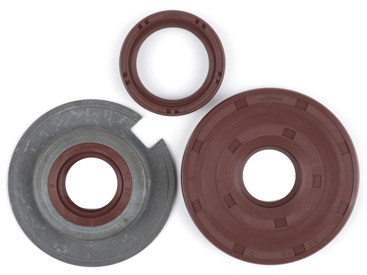 Alyvos sandariklių komplektas variklis -BGM PRO, FKM/Viton® (atsparus E10/etahnoliui)- Vespa Largeframe Sprint (VLB1T -11518114), Sprint Veloce (VLB1T -165002), GT (VNL2T), GTR (VNL2T -11827), VLA1T), VBB1T, VBB2T, VNB1T, VNB2T, VNB3T, VNB4T, VNB5T, VNB6T, VBA1T (VBA1M