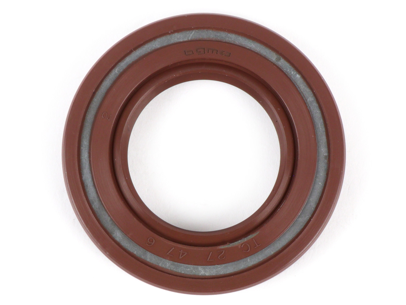 Riebokšlis 27x47x6mm -BGM PRO FKM/Viton® (atsparus E10/etanoliui)- (naudojamas galinei stebulei Vespa PX (-1984), Rally180 (VSD1T), Rally200 (VSE1T), Sprint (nuo 1972 m.), TS (nuo 1972) , GT125 (nuo 1972 m.), GTR125 (nuo 1972 m.), GL150 (VLA1T) (nuo 1972 m.)), Alkūninis velenas