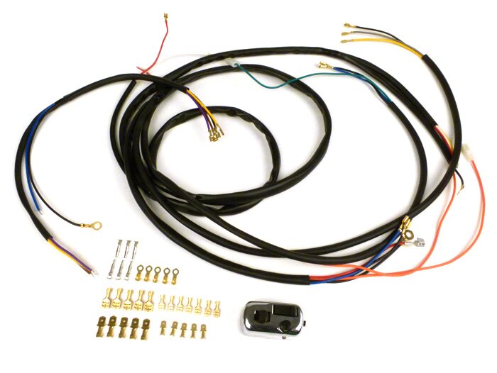 Konvertavimo laidų staklių komplektas (su šviesos jungikliu) -BGM PRO, Vespa AC keitimas į elektroninį uždegimą- Vespa Smallframe V50, 50N, PV125, ET3, Vespa Largeframe Sprint, Rally, TS, GT, GTR, GL, Super, GS160, SS180, VNA, VNB, VBA, VBB