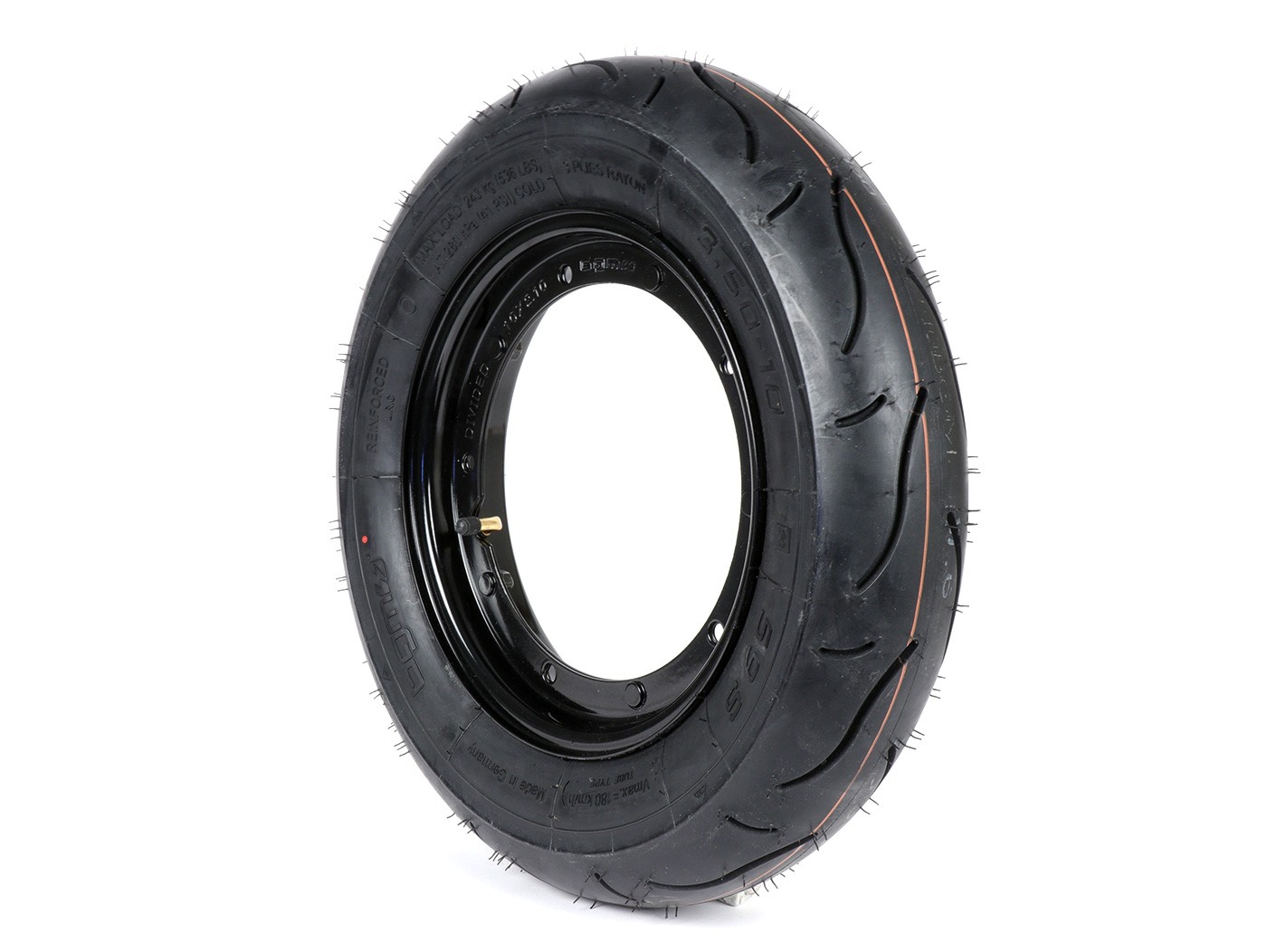 pilnas ratas BGM PRO 3,50-10 colių TT 59S sustiprintas juodas Vespa Largeframe PX, Sprint, Rally, GT, GTR, TS, T4, LML Star, Stella