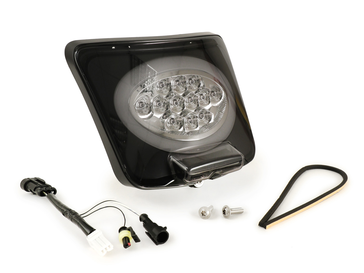 Galinis žibintas įsk. rėmas -MOTO NOSTRA, LED Â´SlimstyleÂ´- Vespa GTS (2019-) GTS125 iGet, GTS300 HPE, GTS SUPER 125/300 HPE, GTS SUPERSPORT 125/300, GTS SUPERTECH 125/300 matinis juodas HPE