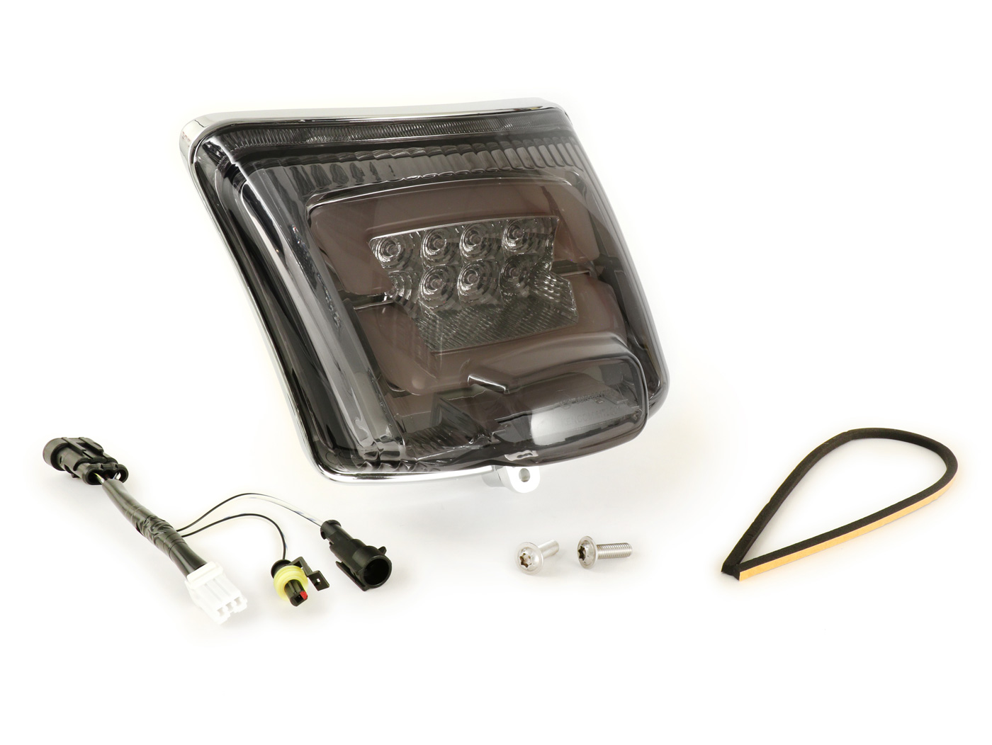 Galinis žibintas įsk. rėmas -MOTO NOSTRA, LED Â´BoulderÂ´- Vespa GTS (2019-) GTS125 iGet, GTS300 HPE, GTS SUPER 125/300 HPE, GTS SUPERSPORT 125/300, GTS SUPERTECH 125/300 chromas juodas