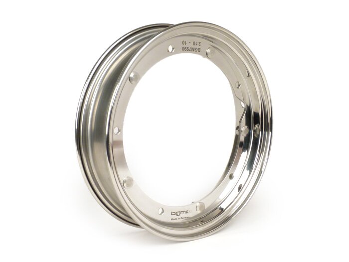 Rato ratlankis -BGM PRO 2.10-10 colių- Vespa (tipas PX) - Vespa Smallframe V50, 50N, Specialus, PV, ET3, PK50-125 (S/XL/XL2), Largeframe PX, T5, Sprint, Rally, GT/ GTR, LML Star, Deluxe – nerūdijantis plienas, poliruotas