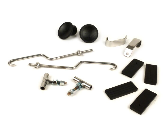 Remonto komplektas stelažo sulankstomam priekiui -MOTO NOSTRA- Vespa Smallframe V50, PV125, ET3, Vespa Largeframe Rally180, Rally200, Sprint150, TS125, GT125, GTR125 - nerūdijantis plienas