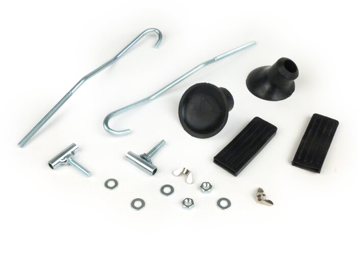 Remonto komplektas stelažo sulankstomam priekiui -MOTO NOSTRA- Vespa Smallframe V50, PV125, ET3, Vespa Largeframe Rally180, Rally200, Sprint150, TS125, GT125, GTR125 - sidabras