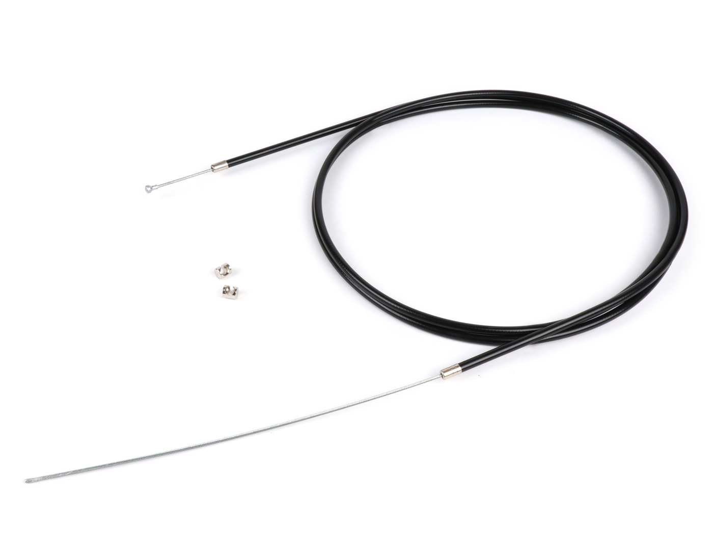 Universalus trosas -BGM ORIGINALUS, Ø = 1,9 mm x 2500 mm, žarna = 2200 mm, tvirtinimo Ø = 8,0 mm x 8 mm, PE vidinis įdėklas, juodas - naudojamas kaip sankabos trosas, priekinio stabdžio trosas
