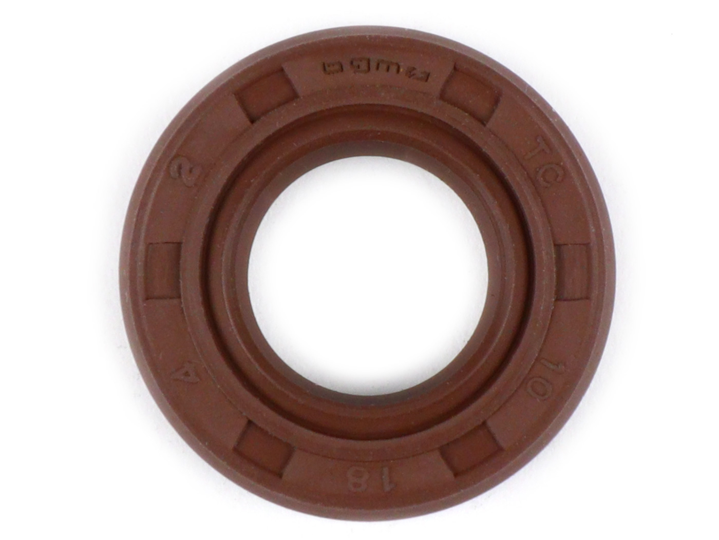 Riebokšlis 10x18x4mm -BGM PRO FKM/Viton® (atsparus E10/etanoliui)- (naudojamas pavarų perjungimo velenui Vespa PK XL2 - Aušinimo pompa Minarelli 50 cc (tipas MA, CA)