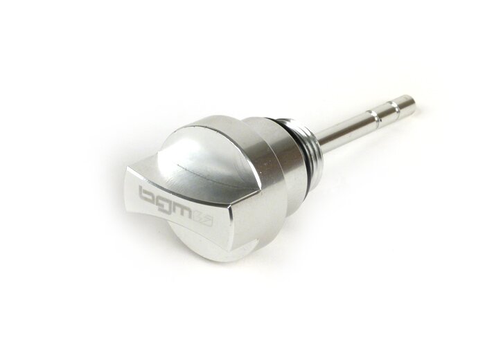Alyvos pildymo angos dangtelis su matuokliu -BGM PRO, variklio alyva- Piaggio Leader/Quasar - Vespa ET4, LX, LXV, S, GT, GTS, GTV, GTL 125-300cc - anoduotas sidabras