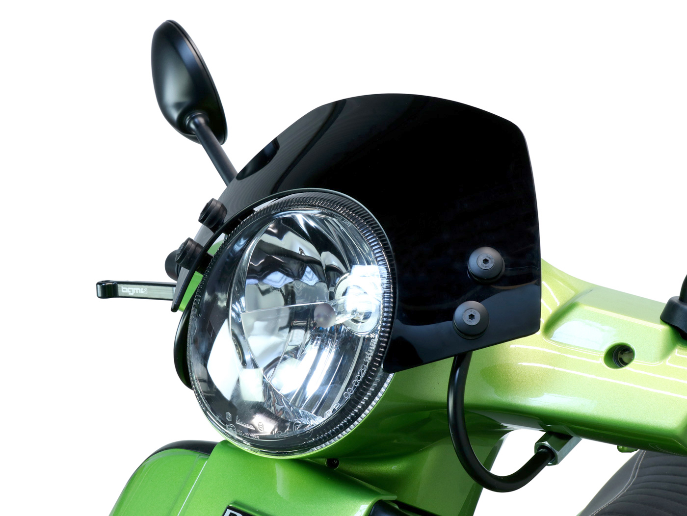 Sklypas su juodais laikikliais -MOTO NOSTRA, p=340mm, h=105mm- Vespa GT, GTL, GTS, GTS Super 125-300cc - juodas