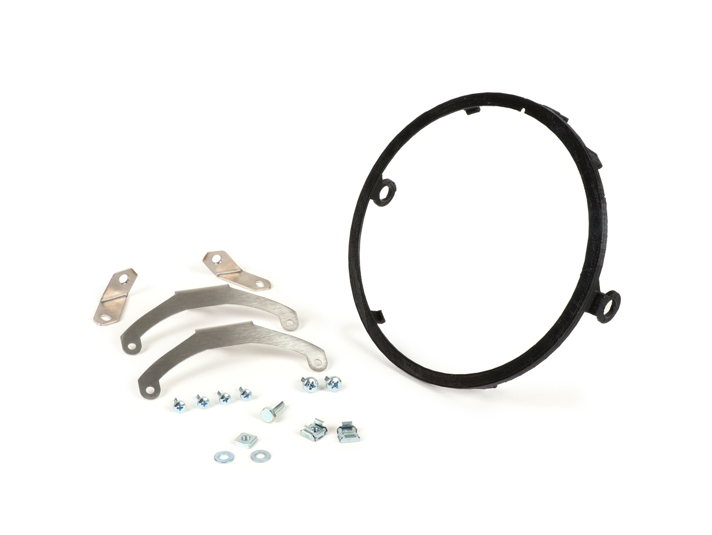 Priekinių žibintų tvirtinimo žiedų komplektas -MOTO NOSTRA- LED HighPower - Ø=143mm (5 3/4") - priekiniams žibintams montuoti ant vairo galvutės Vespa PX, LML Star, Stella