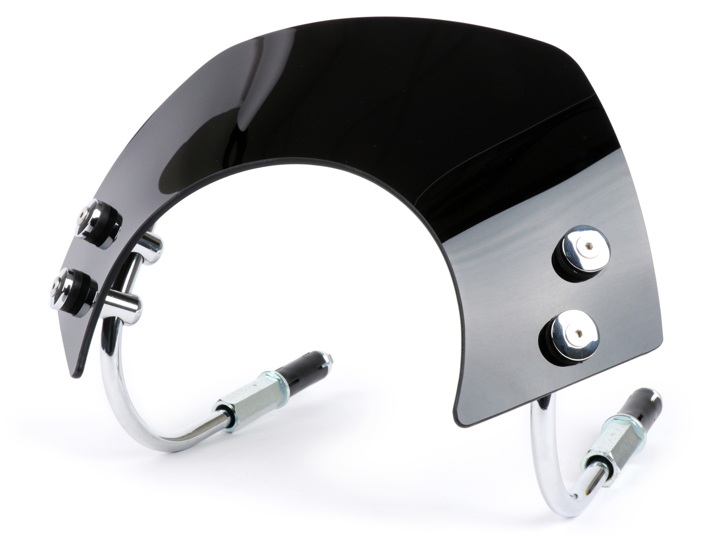 Flyscreen su chromuotais laikikliais -MOTO NOSTRA, p=340mm, h=105mm- Vespa GTS 125-300 HPE (2019-) cc - juoda