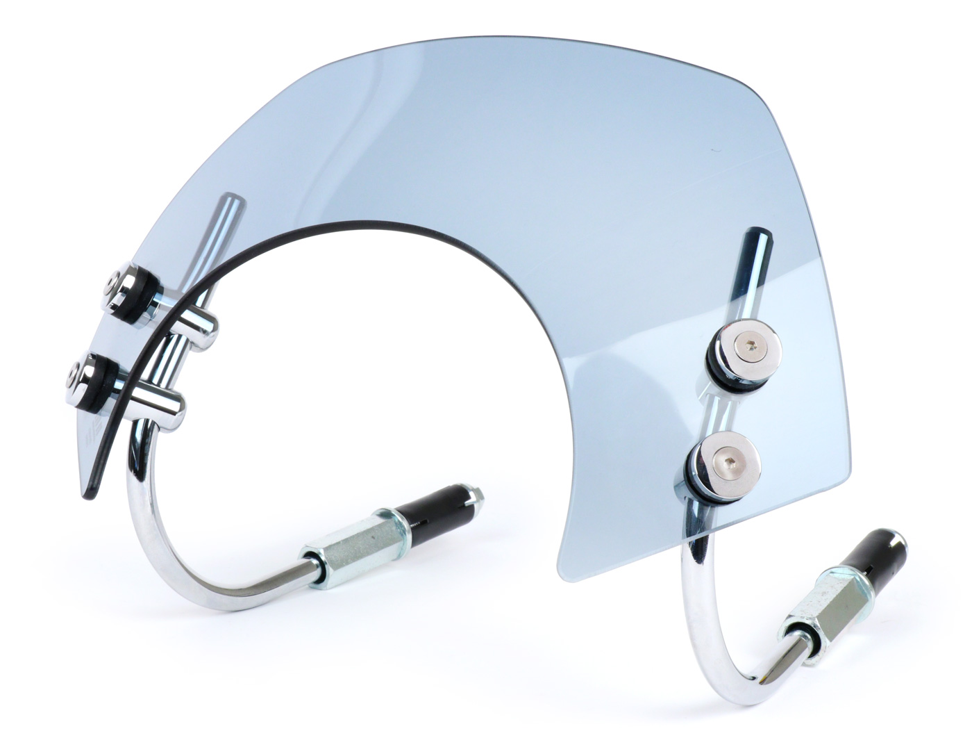 Flyscreen su chromuotais laikikliais -MOTO NOSTRA, p=340mm, h=105mm- Vespa GTS 125-300 HPE (2019-) cc - dūmų pilka