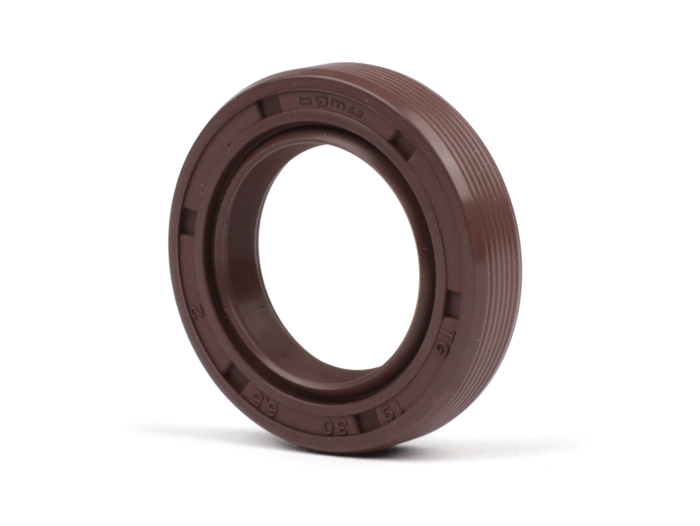 Riebokšlis 19x30x6,5 mm -BGM PRO FKM/Viton® (atsparus E10/etanoliui)- (naudojamas alkūninio veleno pavaros pusėje Piaggio 50 cc 2 taktų)
