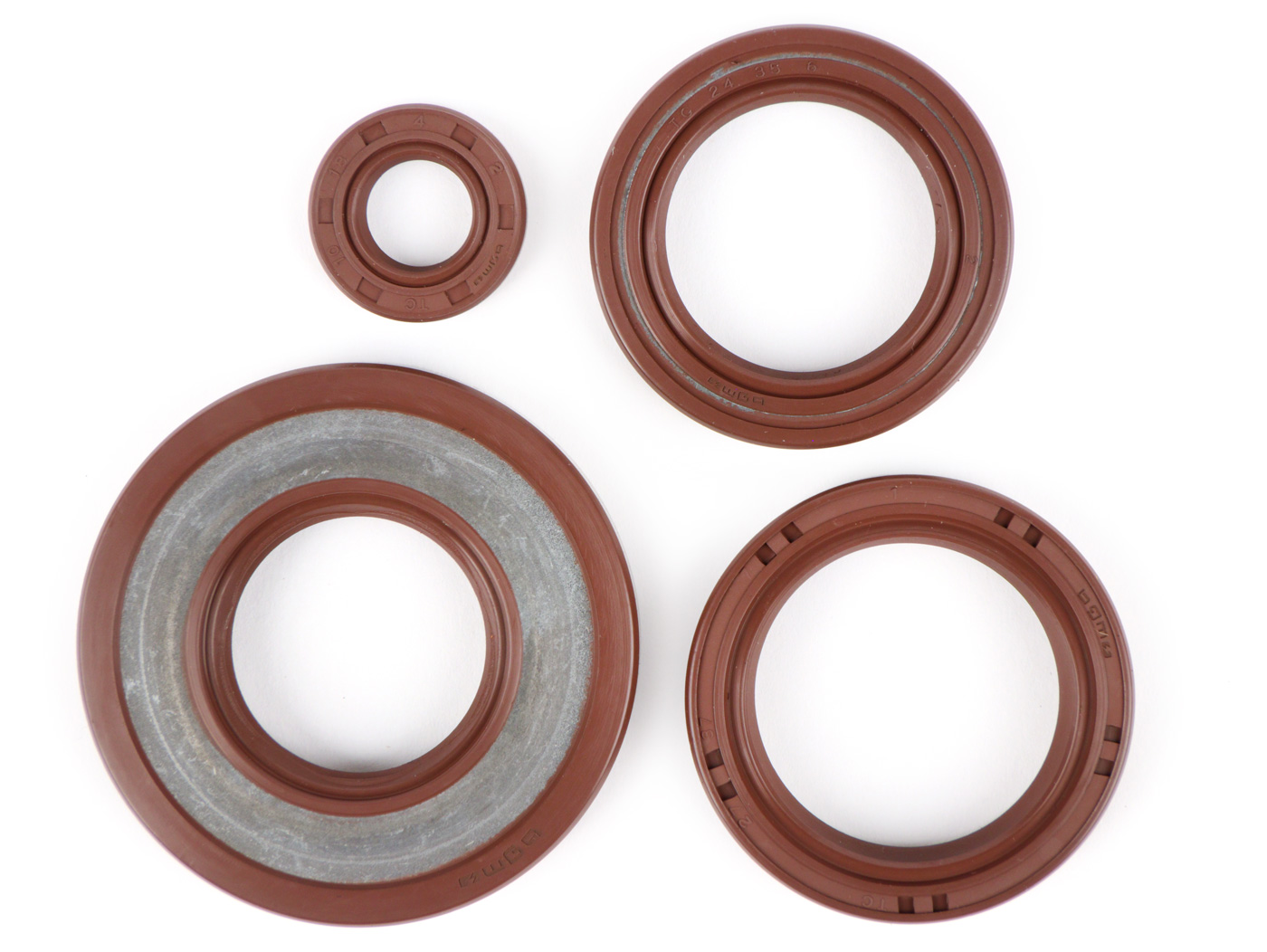 Alyvos sandariklių komplektas variklis -BGM PRO, FKM/Viton® (atsparus E10/etahnoliui)- Vespa Smallframe 24mm - PK125 XL2, PK125 ETS