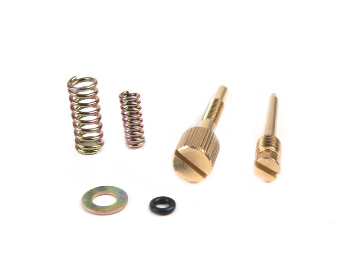 Kuro/oro mišinio sraigtas ir droselio vožtuvo reguliavimo varžtų komplektas -BGM ORIGINAL M4, skirtas BGM KWP karbiuratoriui (24mm - 26mm)