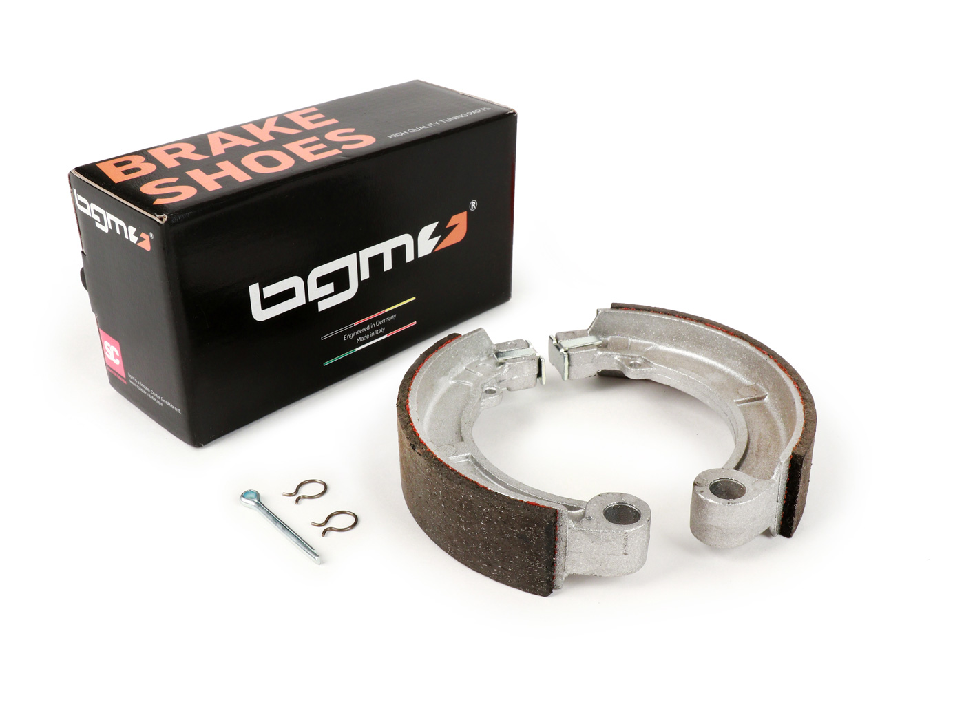 Stabdžių trinkelės -BGM PRO Ø=127x28mm- Vespa 8" galinis, 2 inkaro kaiščiai, Vespa Super (r)