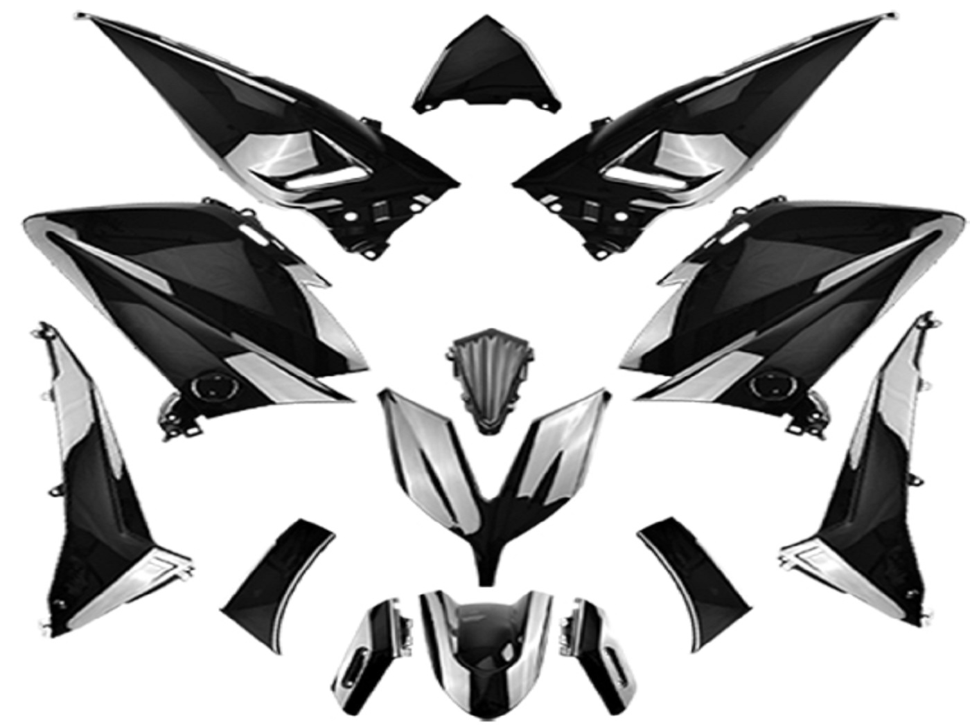 aptakų dalių komplektas 14 dalių juodas Yamaha T-Max 530 2015-2017