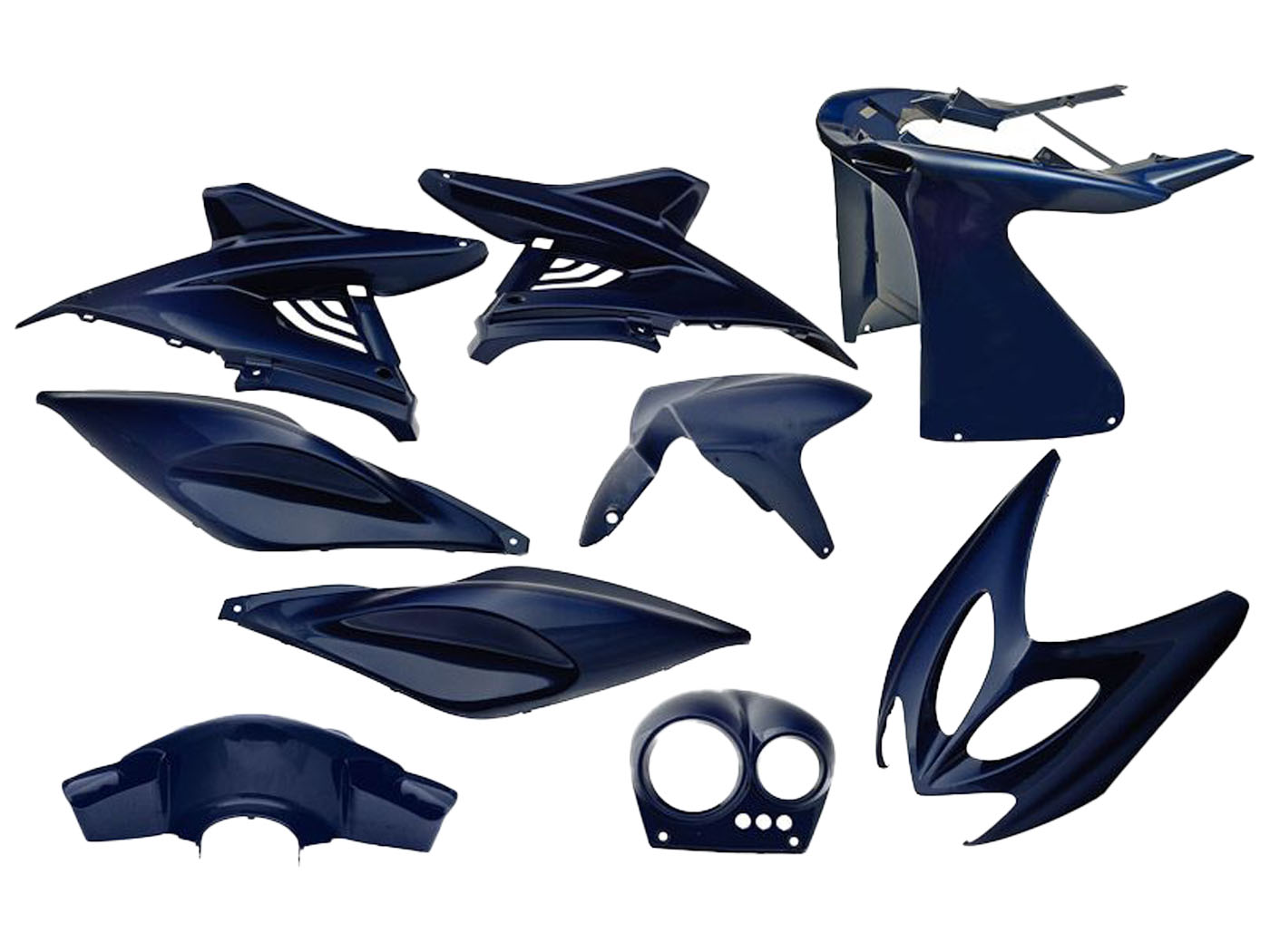 plastikų komplektas EDGE 9 dalių mėlynas metalinis Yamaha Aerox, MBK Nitro
